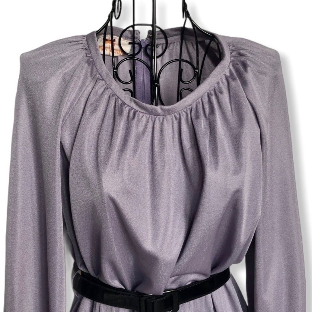 Vintage Newton Centre Lilac Blouson Dress Size Medium - Picture 4 of 14